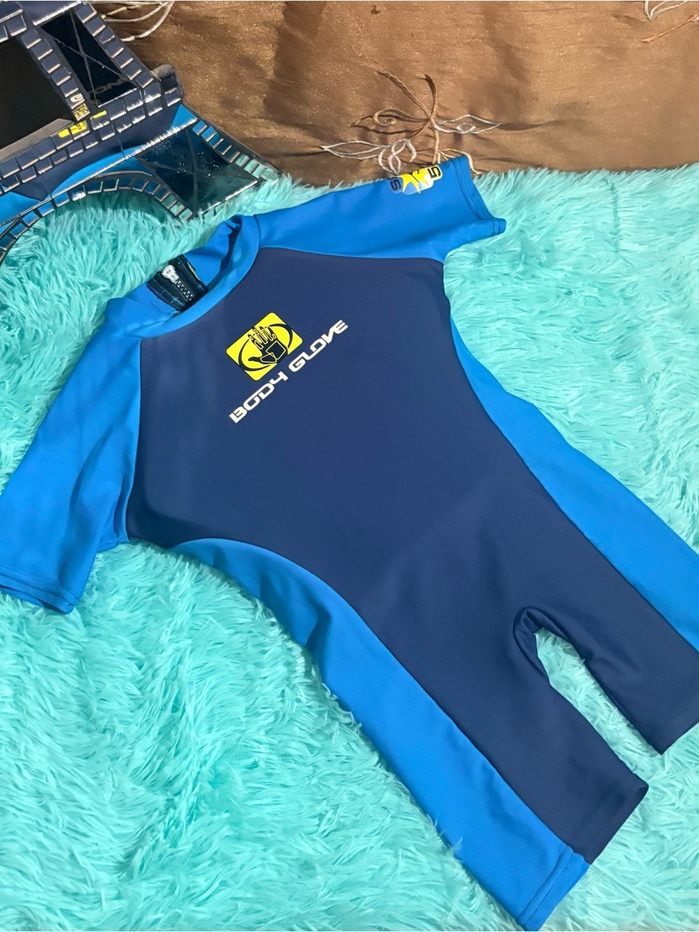 Body Glove Baby Float Suit Navy and Bright Blue Short-Sleeve Swim Rash-guard